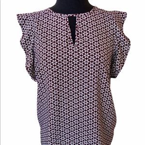 Ann Taylor Keyhole Front Flutter Sleeve Top